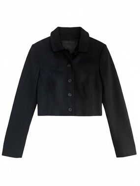 Zara Cropped Faux Suede Blazer Jacket Women’s Small Brown Tailored Chic Boho